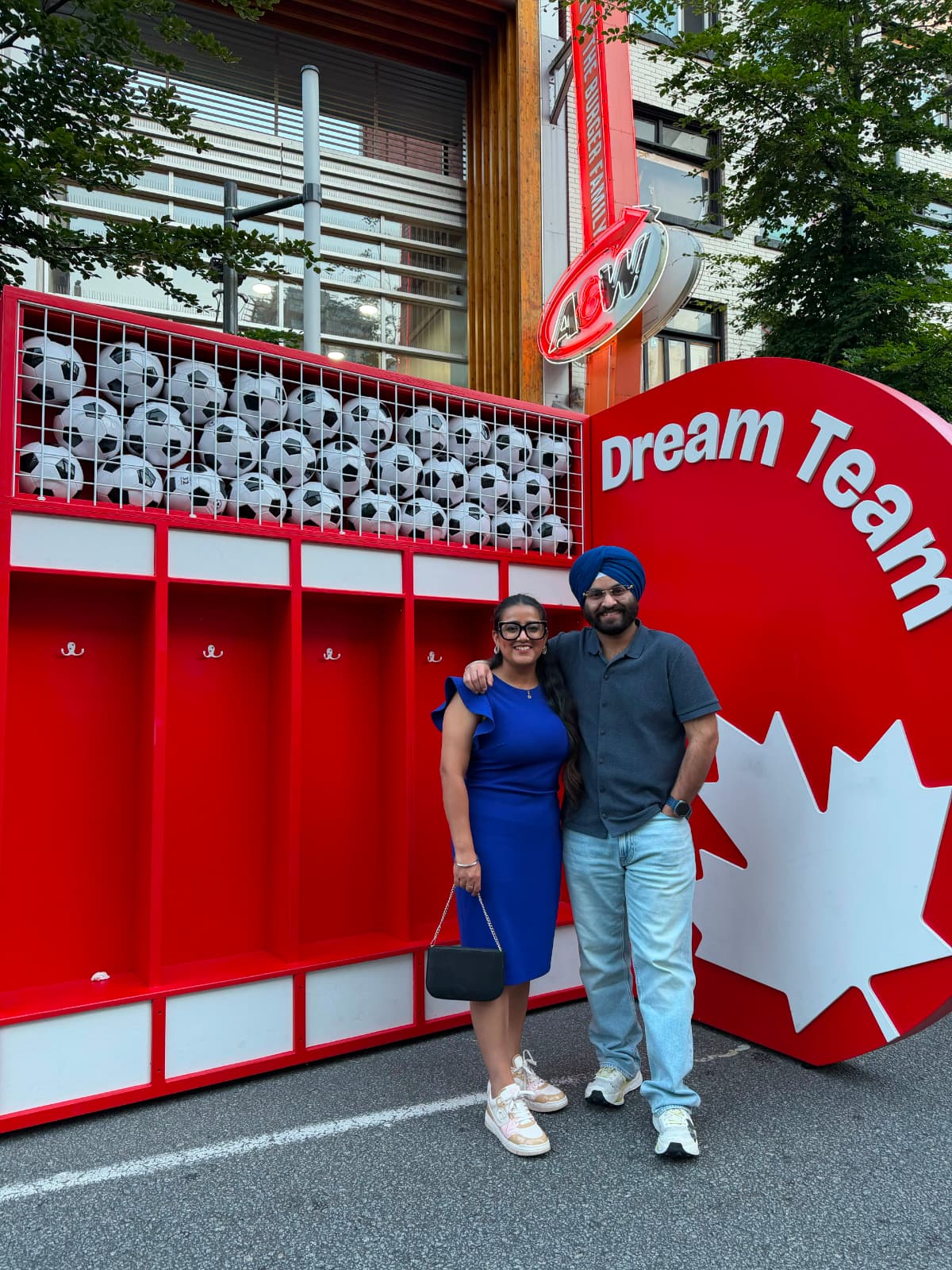Harman and Gurleen at the A&W Dream Team display